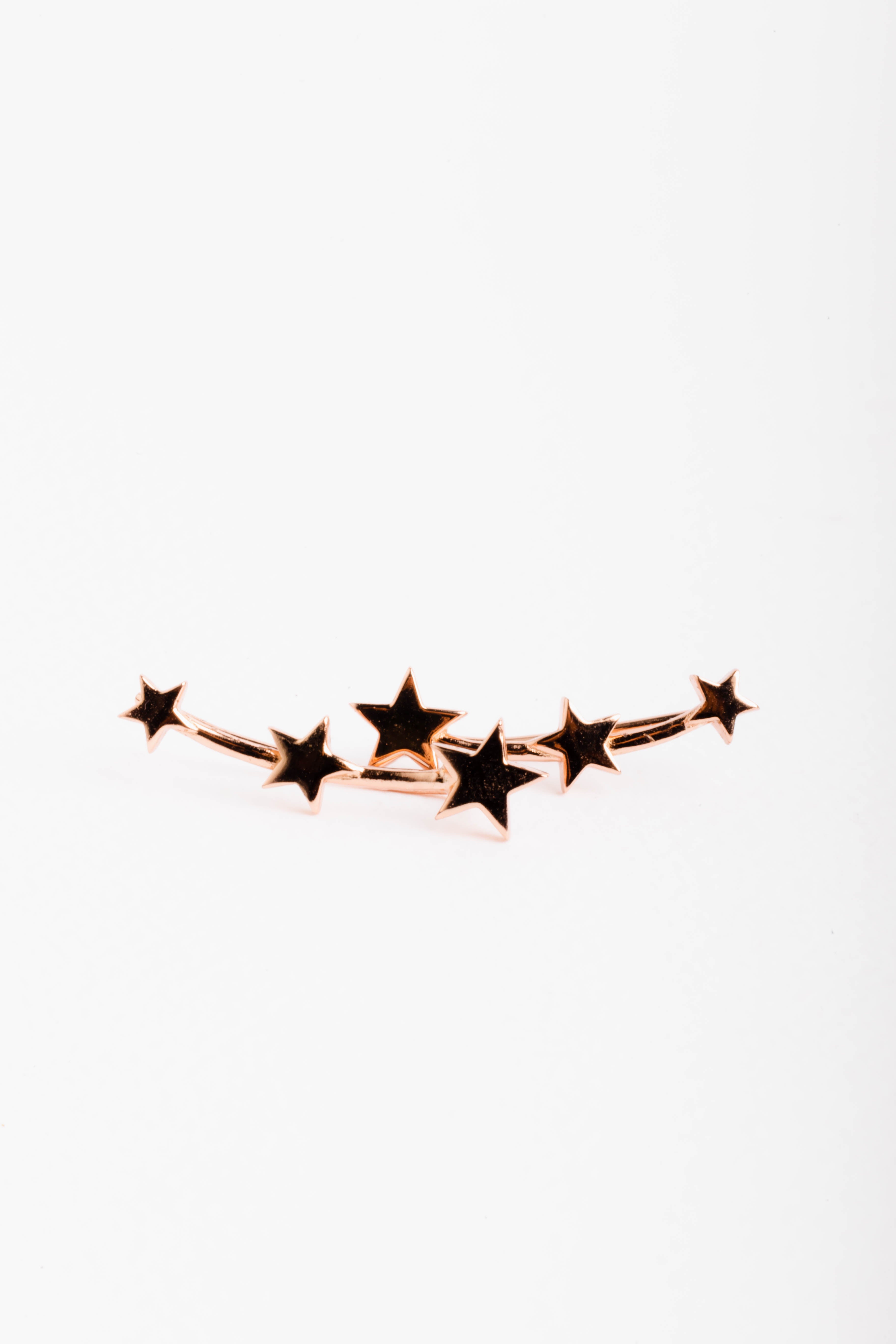Aretes de plata .925 baño oro rosa 18K tres estrellas