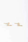 Broquel de oro sólido 10K Rayo con zirconia 1 cm x 0.4 cm