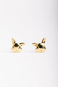 Broquel de oro sólido 10K Conejito oreja chueca 0.5 cm x 0.6 cm