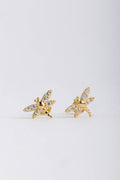 Broquel de oro sólido 10K Libélula con zirconia 0.7 m x 0.5 cm