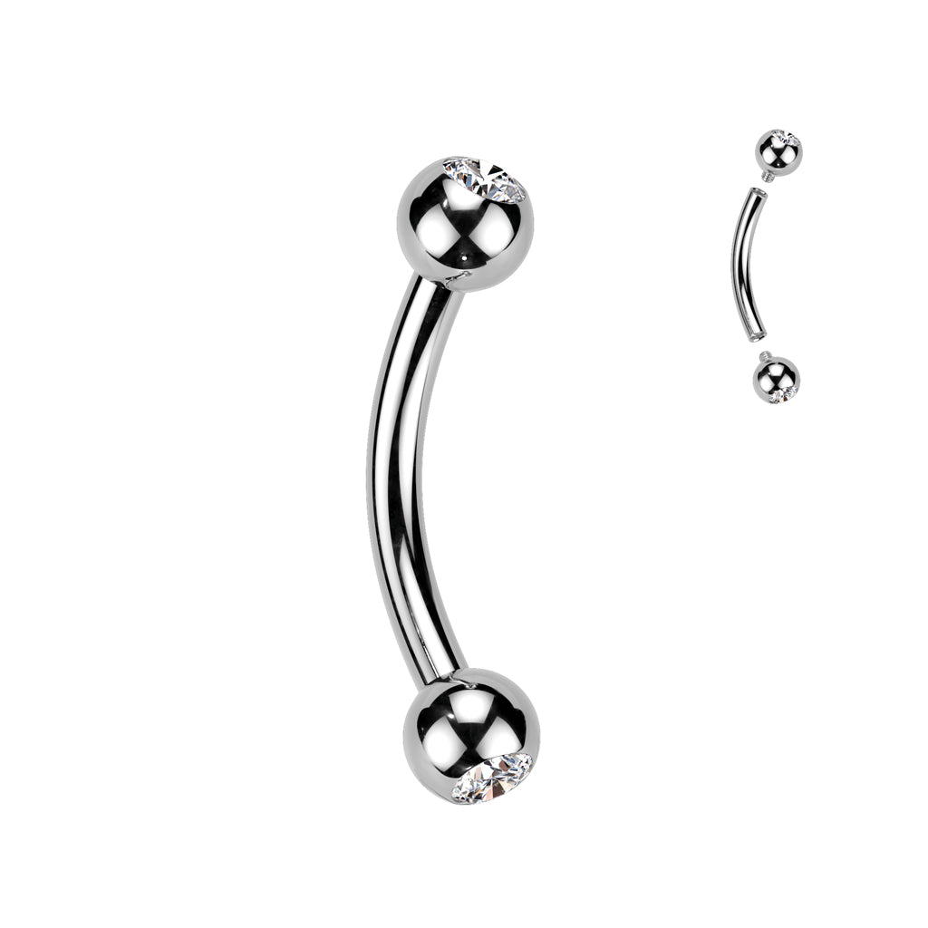 Piercing Banana Plateado con Zirconia