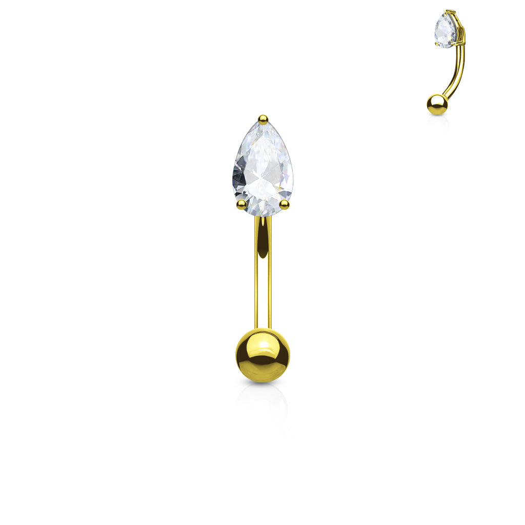 Piercing Banana Dorado con Zirconia Ovalada
