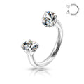 Piercing Omega Plateado con Zirconia