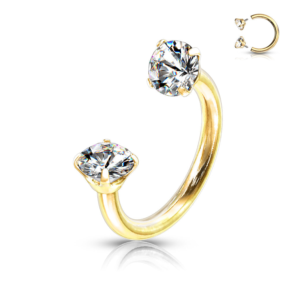 Piercing Omega Dorado con Zirconia