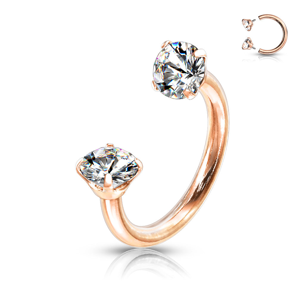 Piercing Omega Rosado con Zirconia