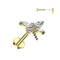 Piercing Dorado de Libélula con Zirconia