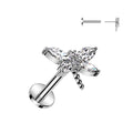 Piercing Plateado de Libélula con Zirconia