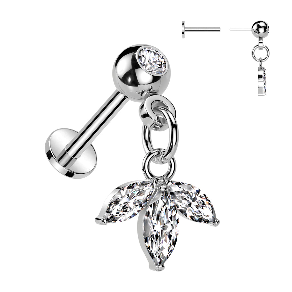 Piercing Plateado con Zirconia y Marquesas