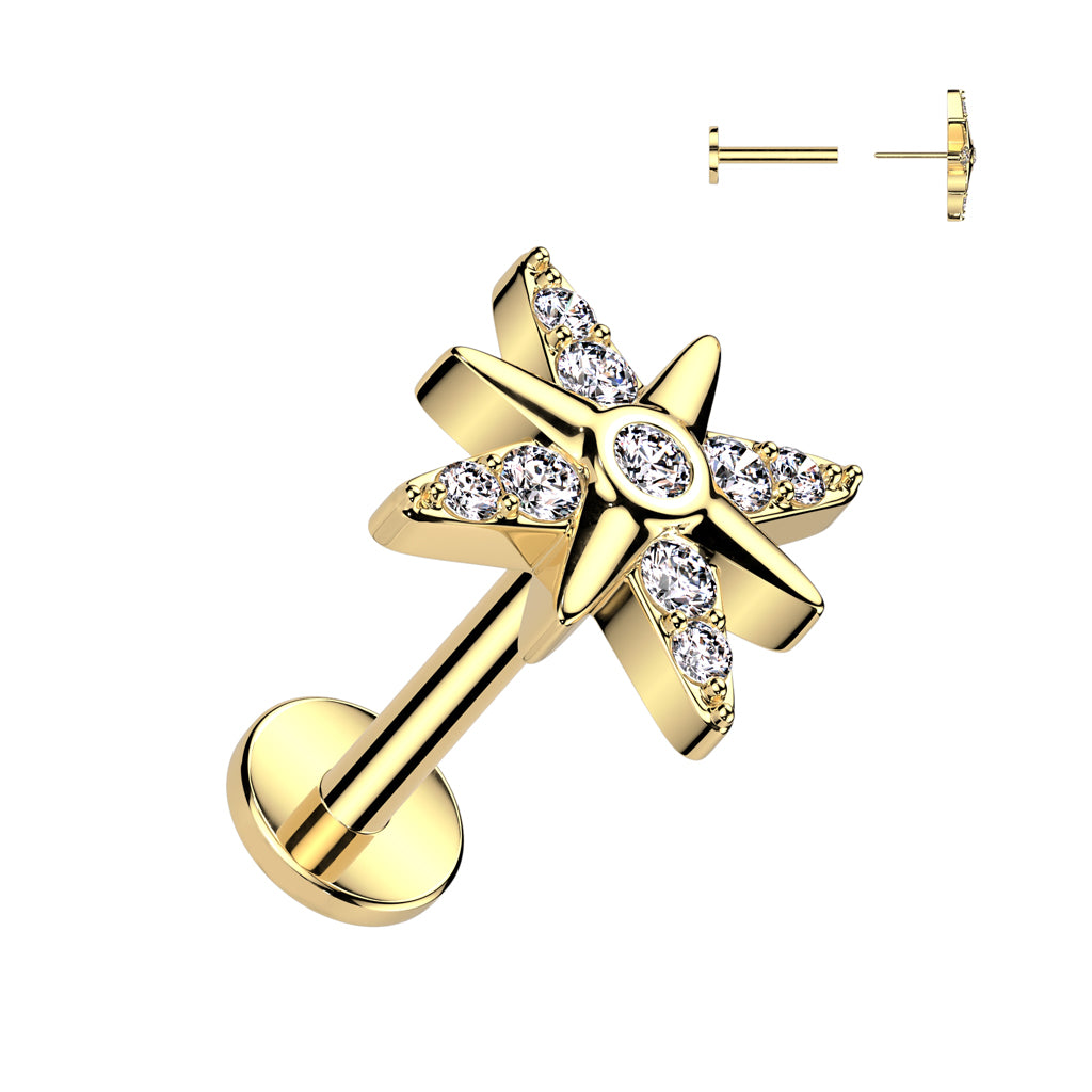Piercing Dorado Estrella Guía 8 mm