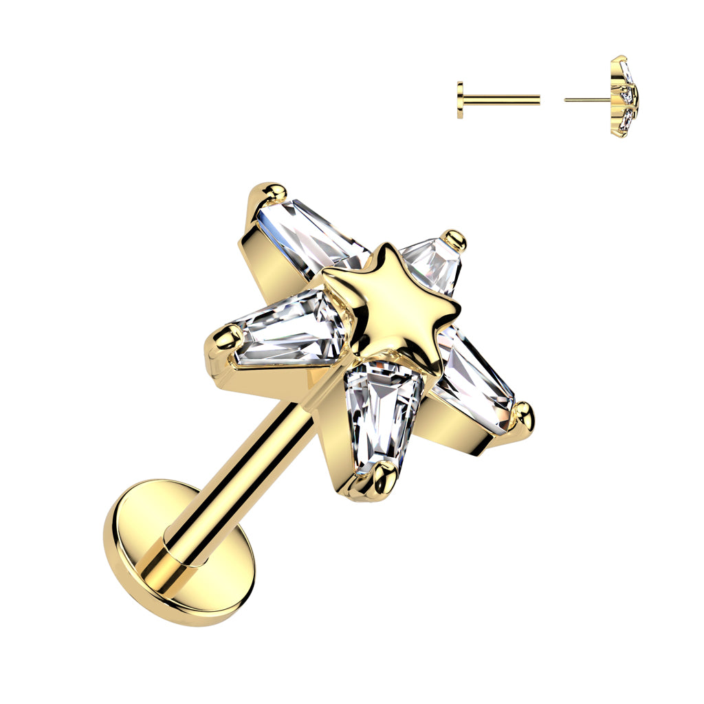 Piercing Dorado Estrella de Mar con Zirconia