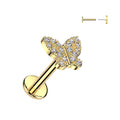 Piercing Dorado Mariposa con Zirconias