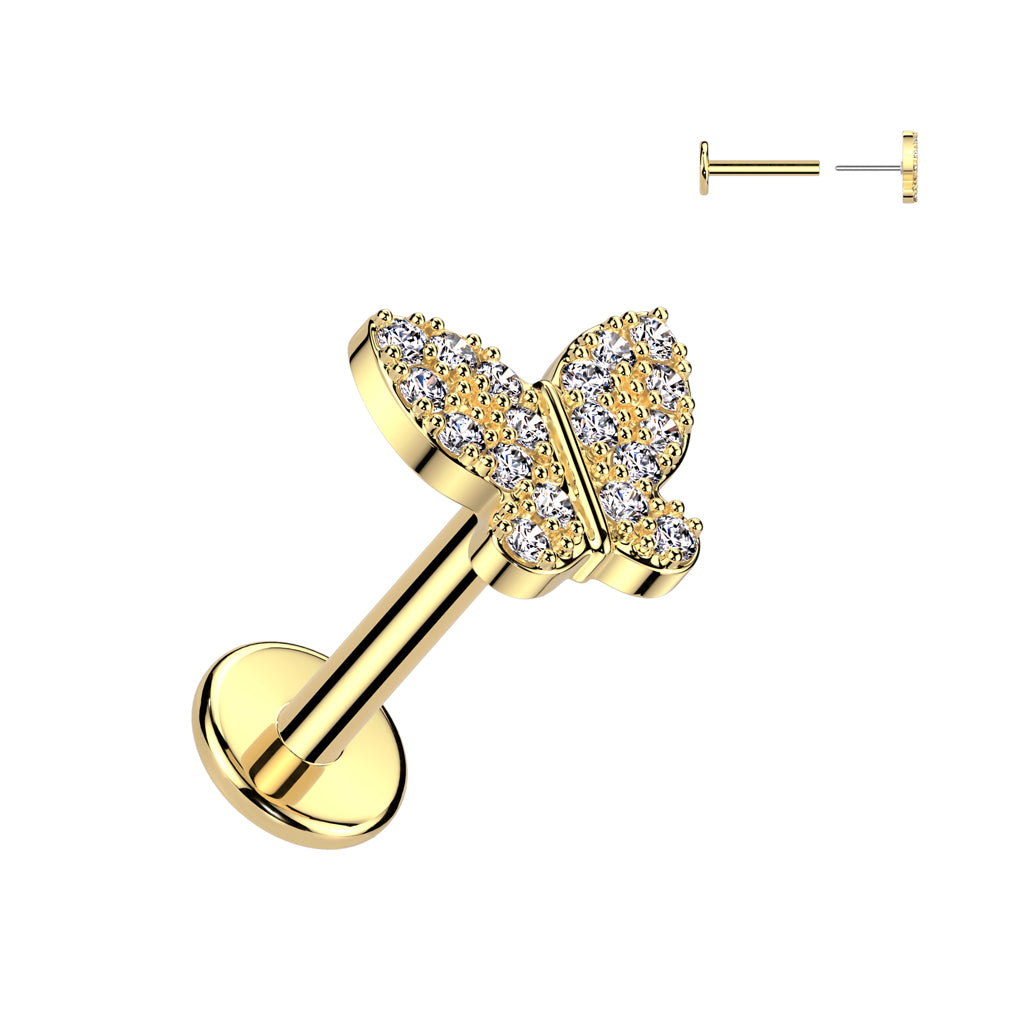 Piercing Dorado Mariposa con Zirconias