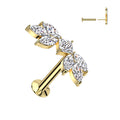 Piercing Dorado Curvo de Hojas con Zirconias