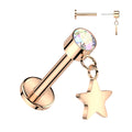 Piercing Rosado con Zirconia y Estrella