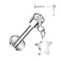Piercing Plateado con Zirconia y Estrella