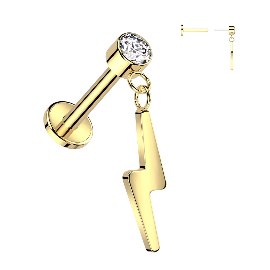Piercing Dorado con Zirconia y Rayo