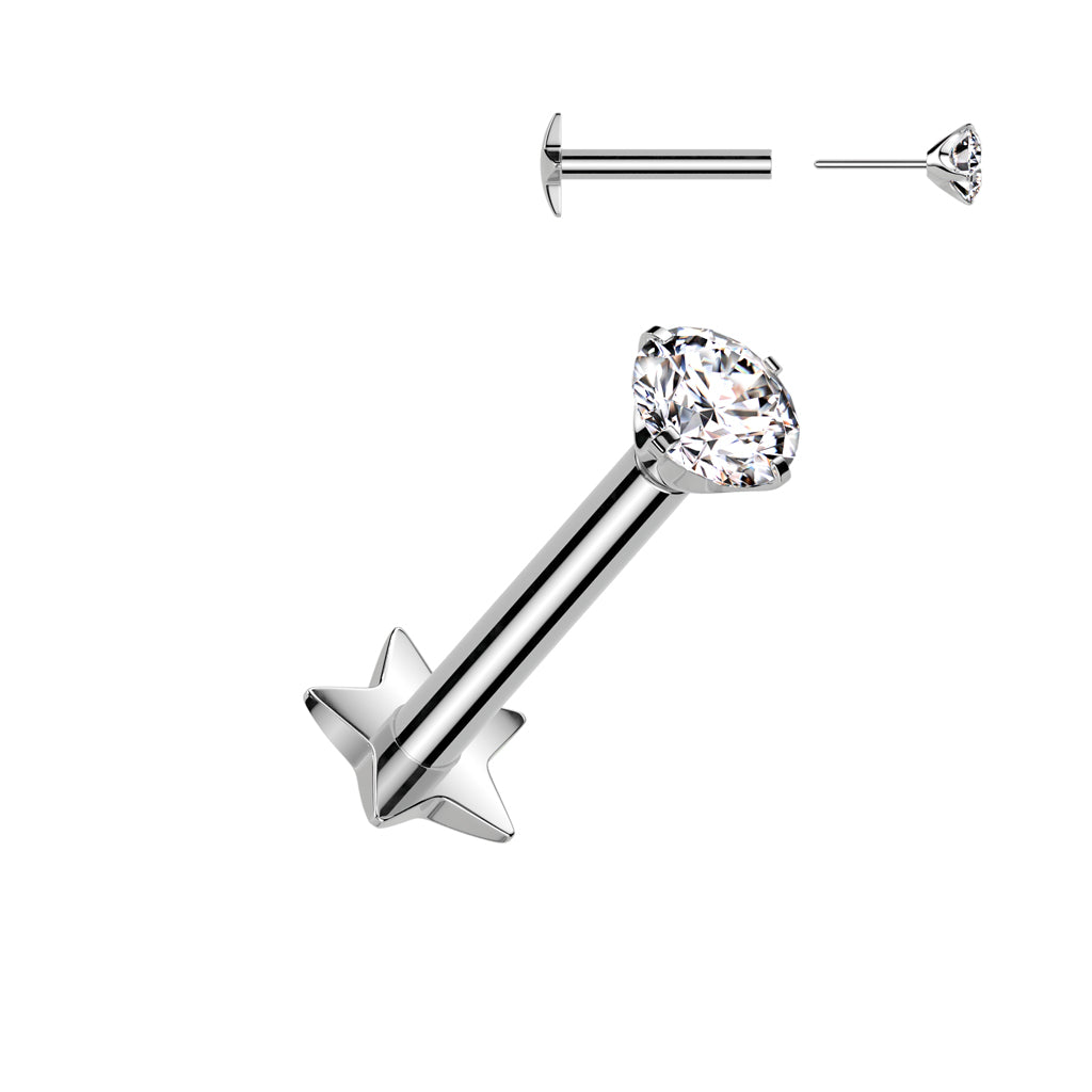 Piercing Plateado Estrella Doble Vista