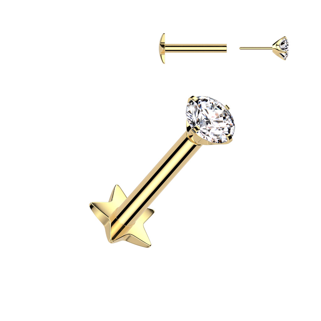 Piercing Dorado Estrella Doble Vista