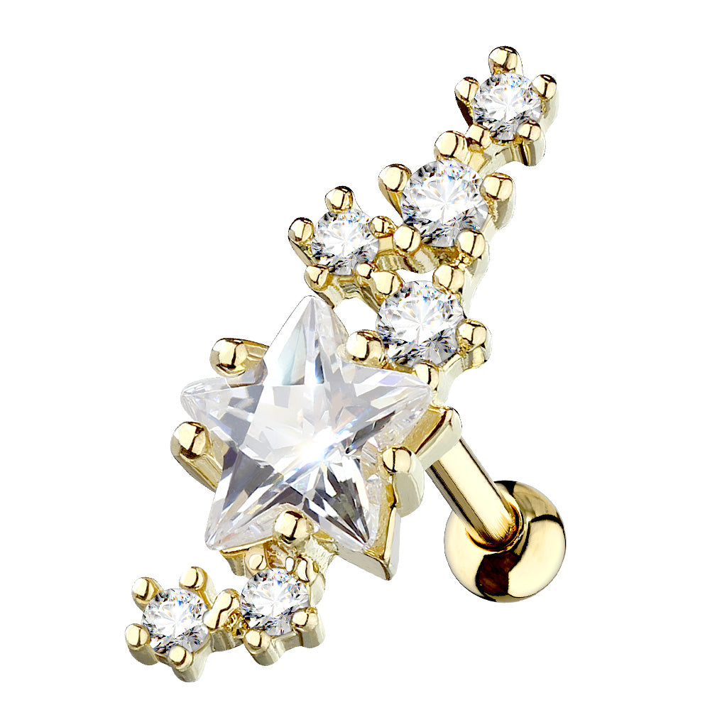 Piercing Dorado de Estrellas con Zirconias