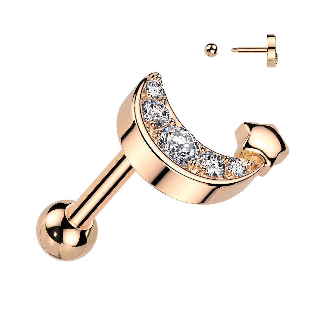 Piercing Rosado Luna y Estrella con Zirconia