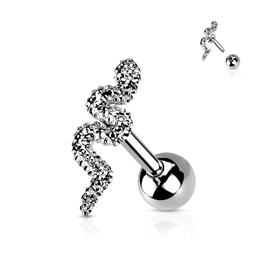 Piercing Plateado Serpiente Amartillada