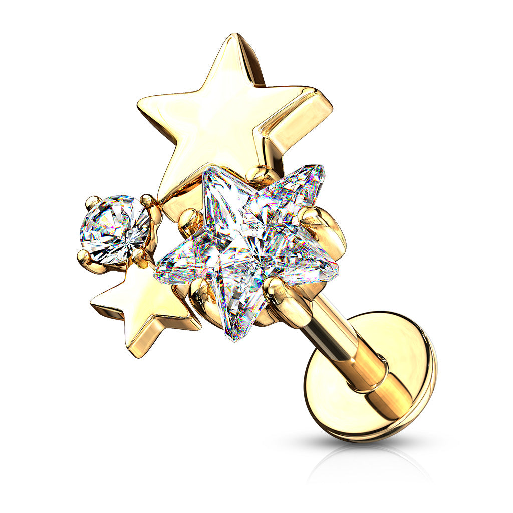 Piercing Dorado Estrellado con Zirconias