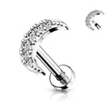 Piercing Plateado Luna Grande con Zirconia