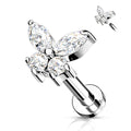 Piercing Plateado Mariposa con Zirconia