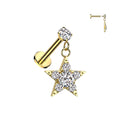 Piercing Dorado Estrella Colgante con Zirconia