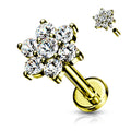 Piercing Dorado de Flor con Zirconia