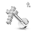 Piercing Plateado de Cruz con Zirconia