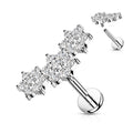 Piercing Plateado Tres Flores con Zirconias