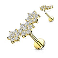 Piercing Plateado Tres Flores con Zirconias