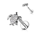 Piercing Plateado Tortuga con Zirconia