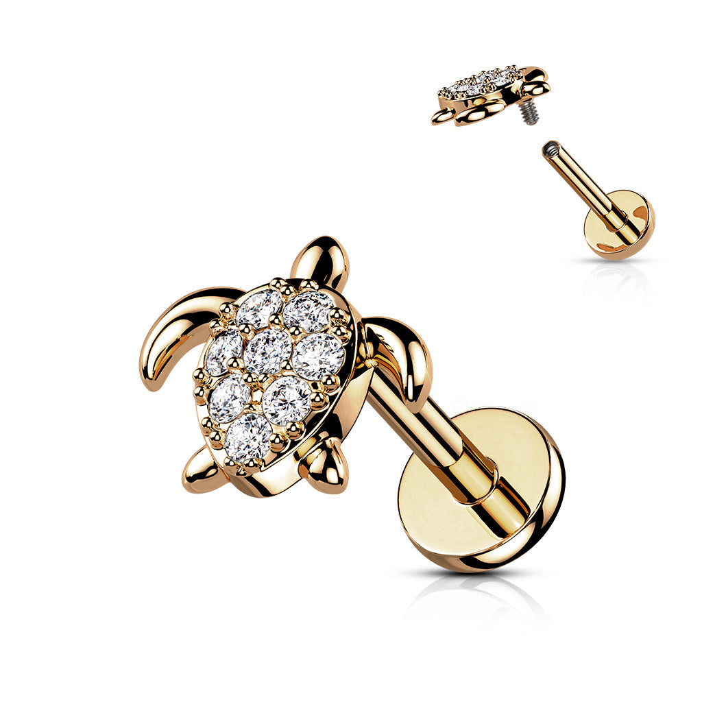 Piercing Rosado Tortuga con Zirconia