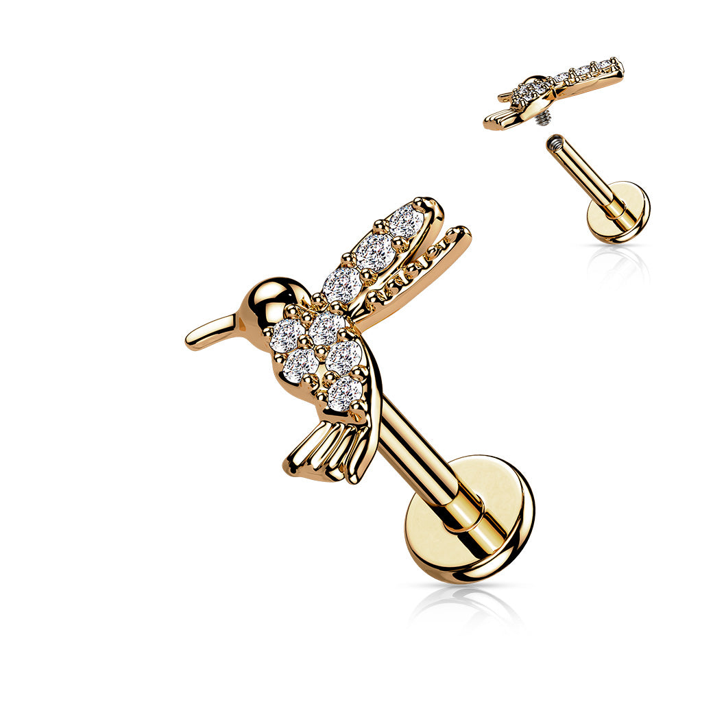 Piercing Rosado Colibrí con Zirconia