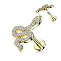 Piercing Dorado Serpiente con Zirconia