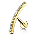 Piercing Dorado Curvo con Línea de Zirconias