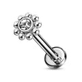 Piercing Plateado con Zirconia y Bolitas