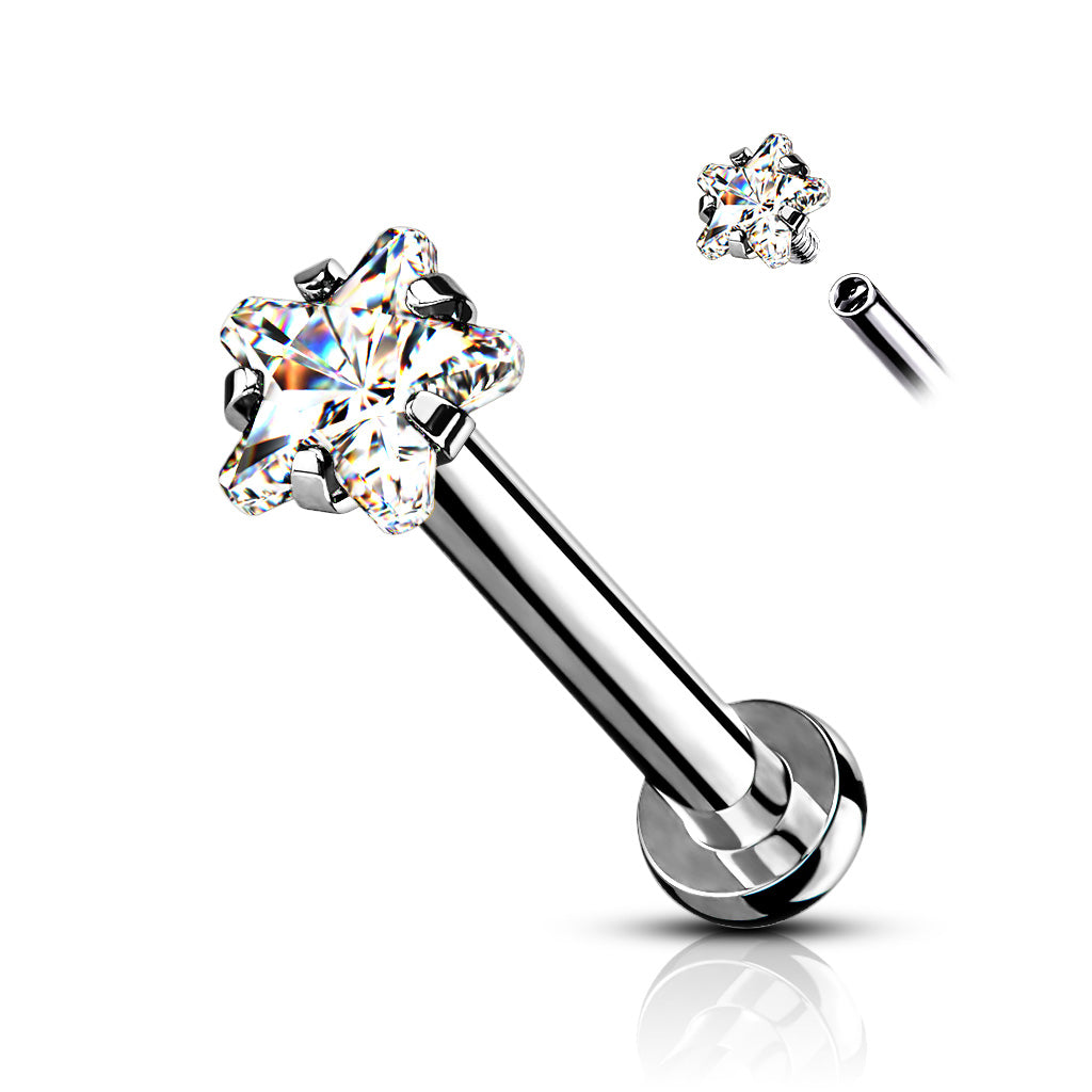 Piercing Plateado Estrella con Zirconia