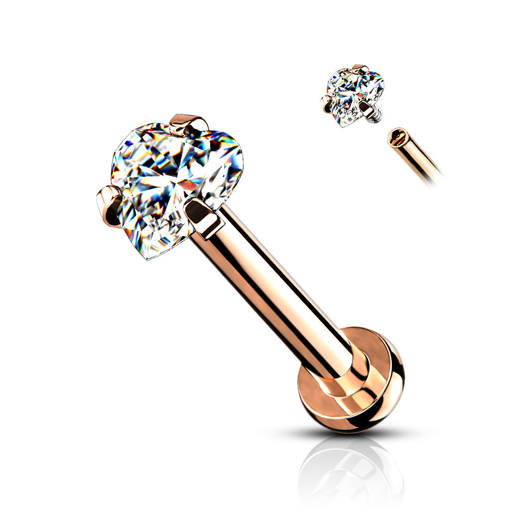 Piercing Rosado Corazón con Zirconia