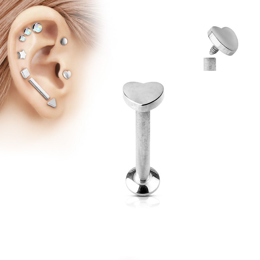 Piercing Plateado Mini Corazón 8 mm