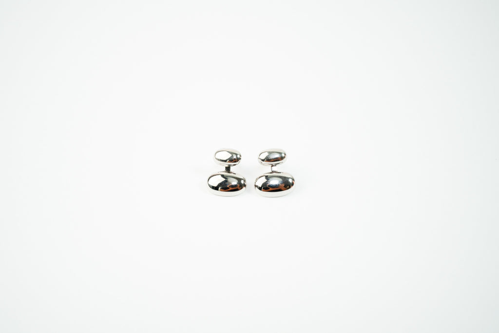Aretes acero inoxidable WATERPROOF plateados dos ovalos detrás de la oreja