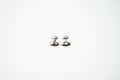 Aretes acero inoxidable WATERPROOF plateados dos ovalos detrás de la oreja
