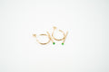 Aretes media arracada acero inoxidable WATERPROOF doradas con zirconia verde
