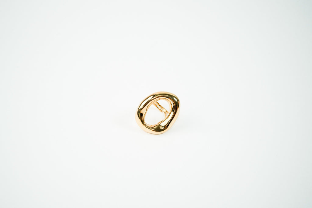 Anillo ajustable acero inoxidable WATERPROOF dorado  silueta circulo irregular