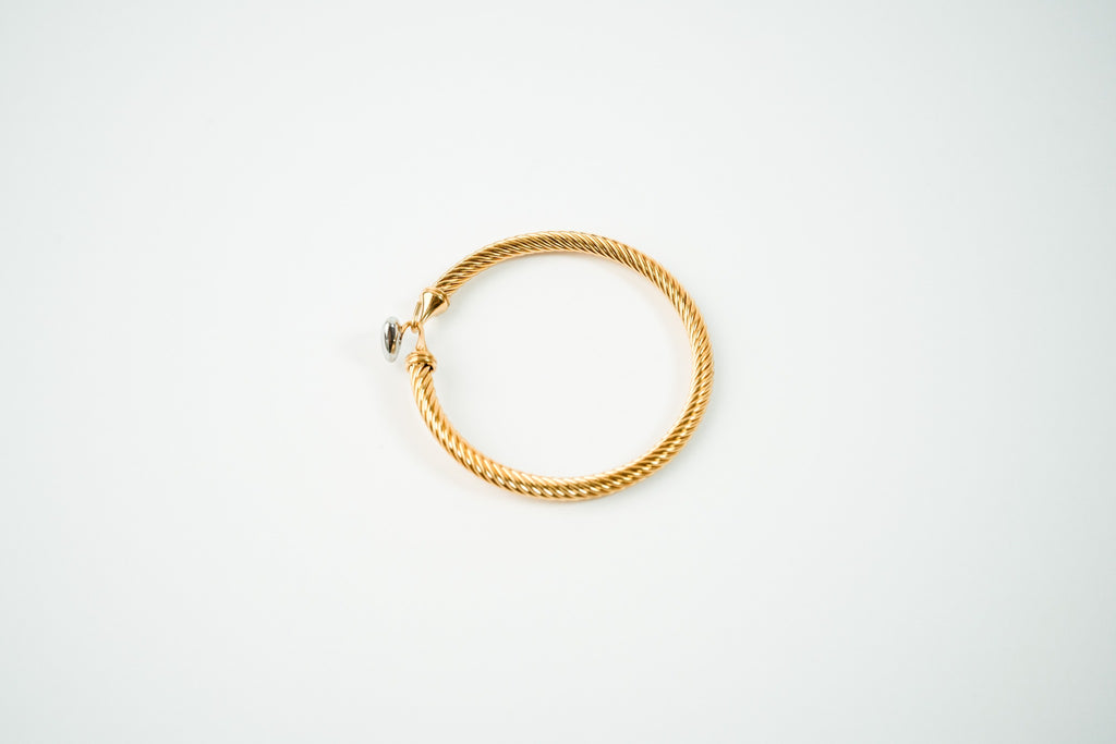 Pulsera acero inoxidable WATERPROOF dorada churro con corazon plateado