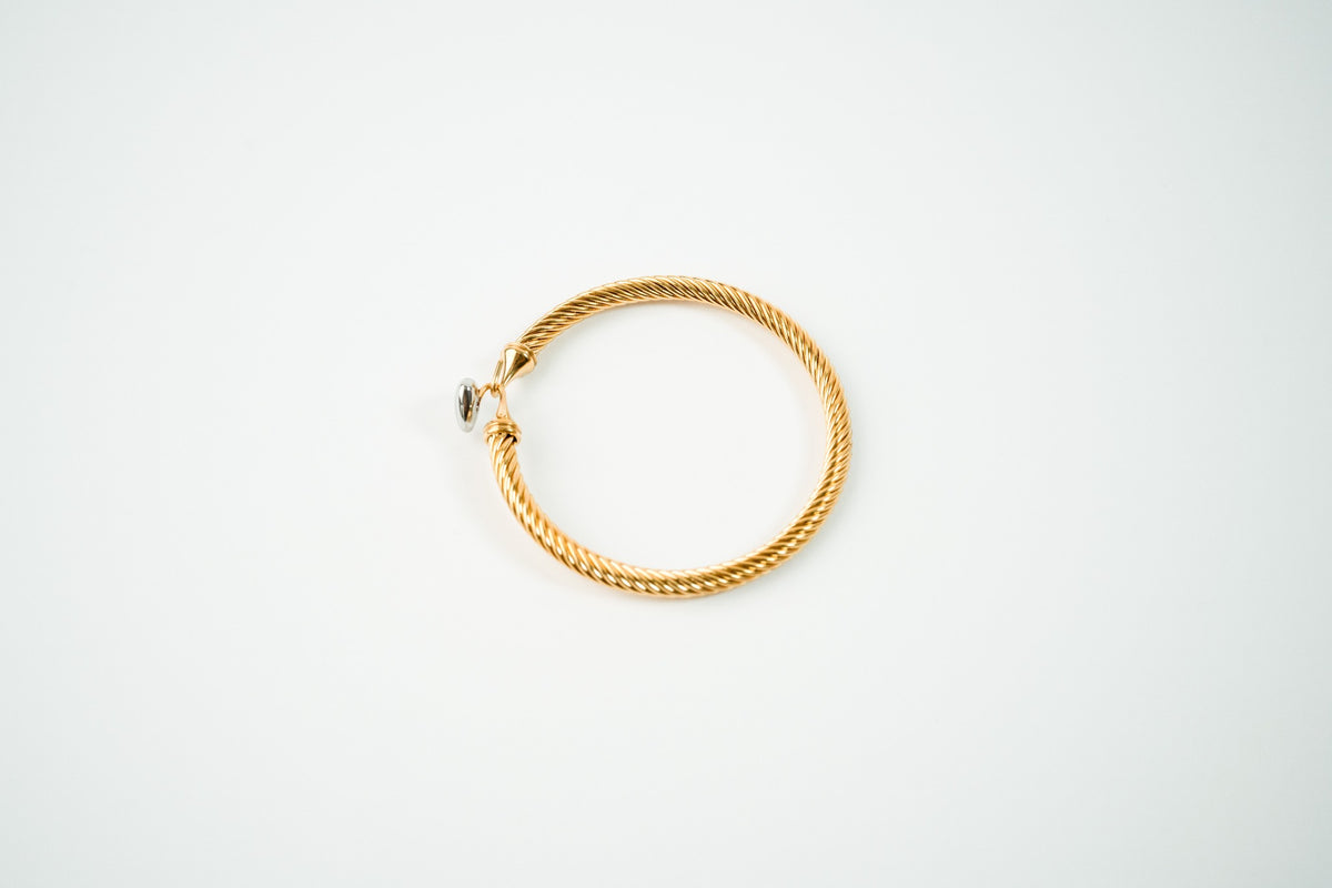 Pulsera acero inoxidable WATERPROOF dorada churro con corazon plateado