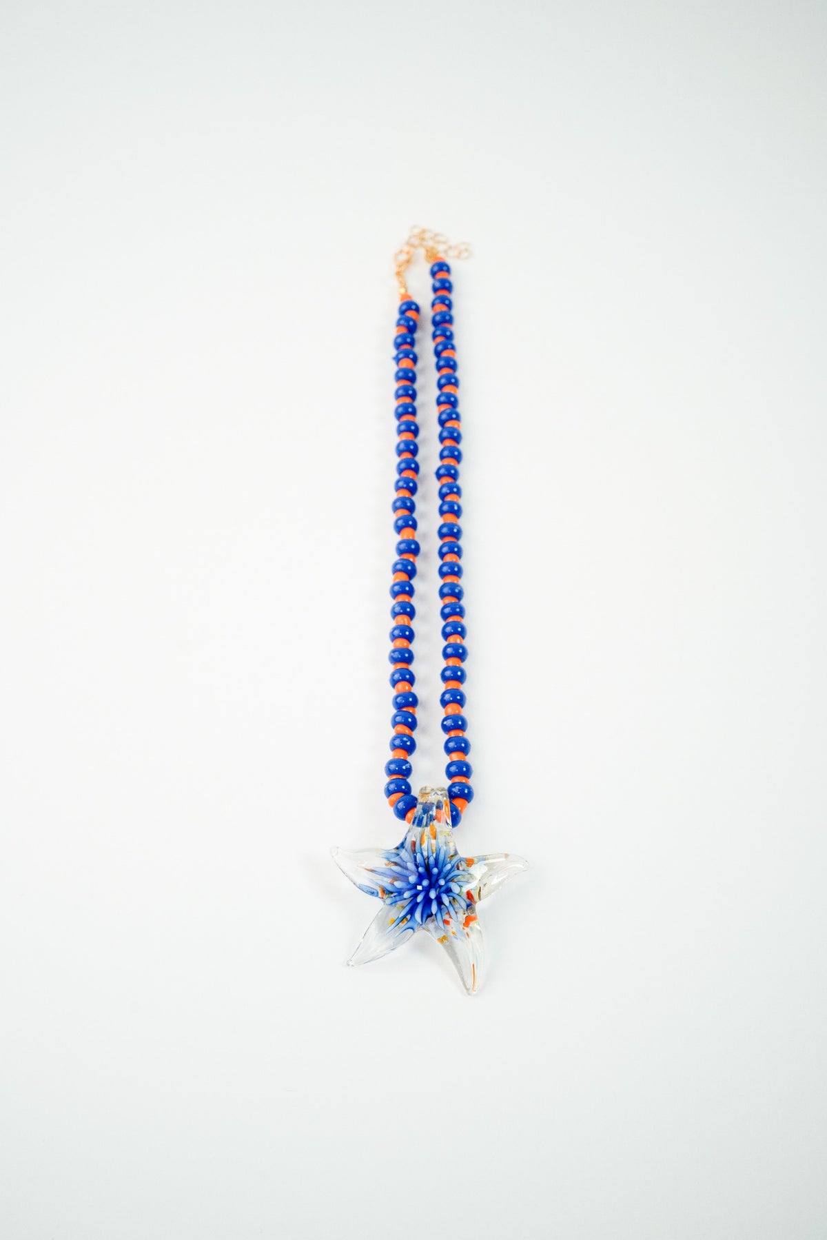 Collar vidrio soplado estrella azul