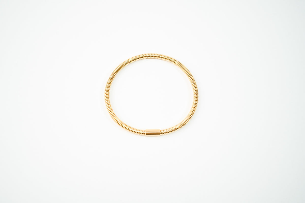 Pulsera acero inoxidable WATERPROOF  resorte verde con placa dorado